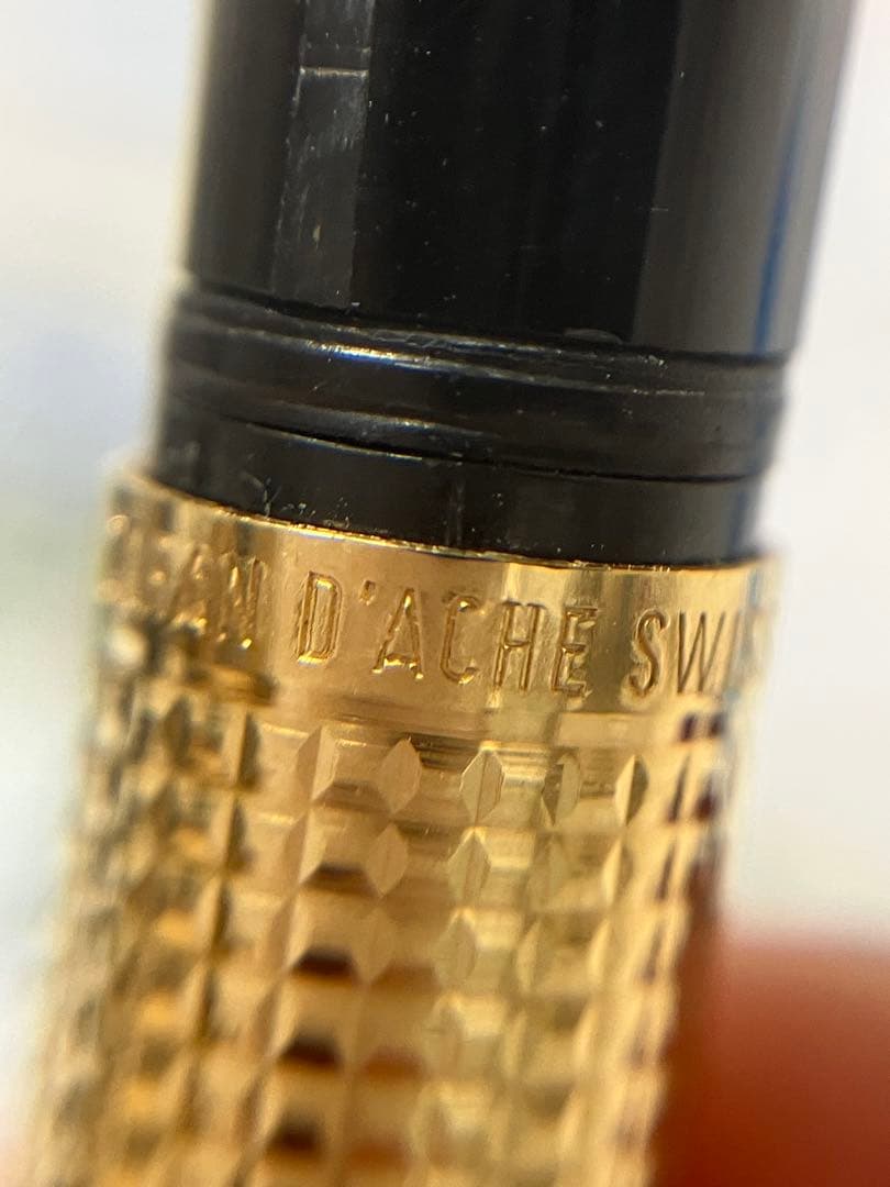 ゴールド 万年筆 ボールペン セット 刻印 585 14k ヴィンテージ 黒 金