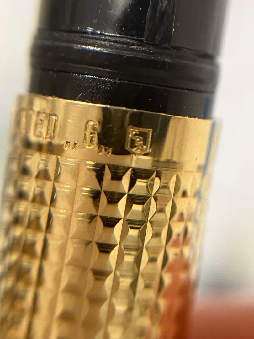 ゴールド 万年筆 ボールペン セット 刻印 585 14k ヴィンテージ 黒 金