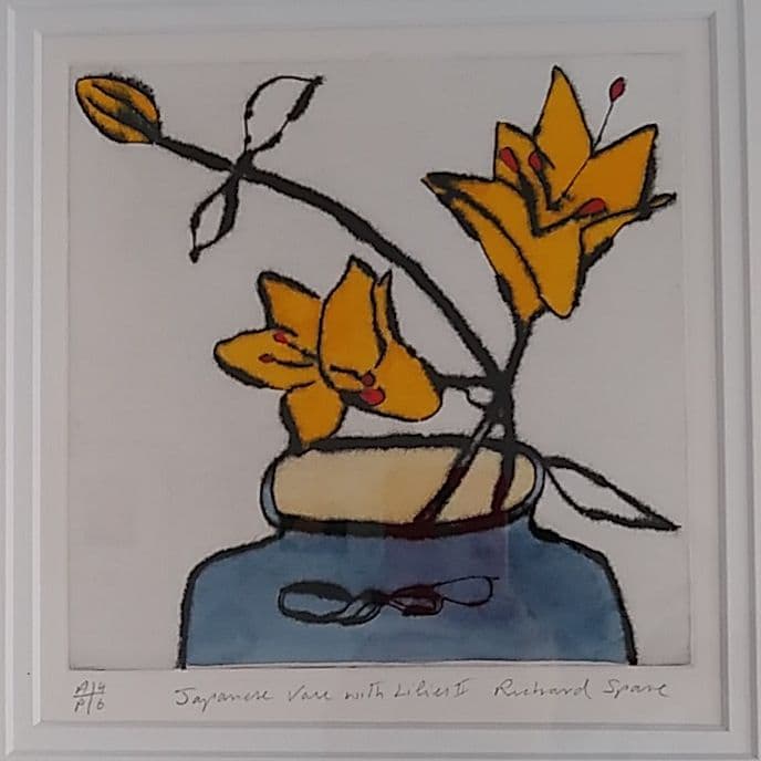リチャード・スペア　版画　「日本の花器とゆり」