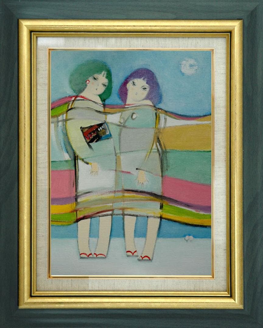 油絵 菅家令子 絵 絵画 インテリア F6-083711 人物 雪国の子供たち