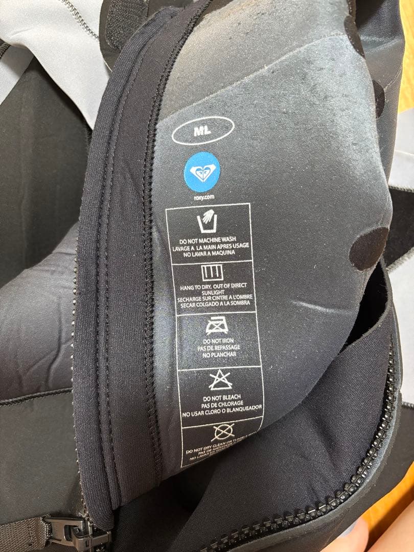 ロキシー 長袖ショートウェットスーツ グレー/ブラック　ロングスプリング　ML