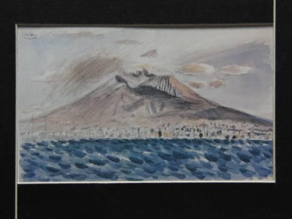 宮本三郎、ベスビオ火山、希少画集画、新品額付、状態良好