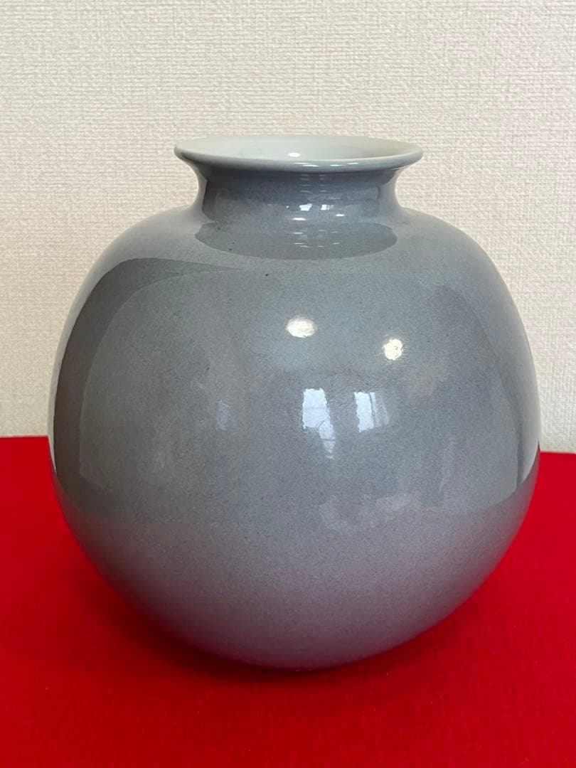 【珍色】 人間国宝 吉田美統『釉裏金彩 芙蓉文 花瓶』Y30 本物保証