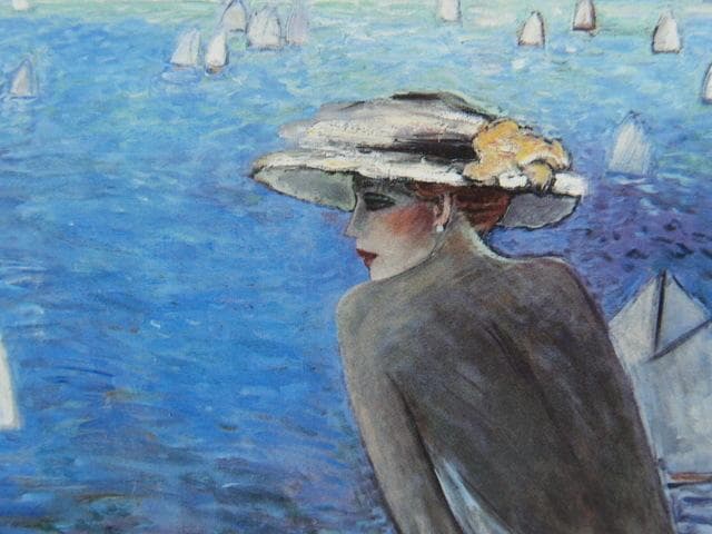 カシニョール（Cassigneul）、海の青、希少な画集より、新品高級額