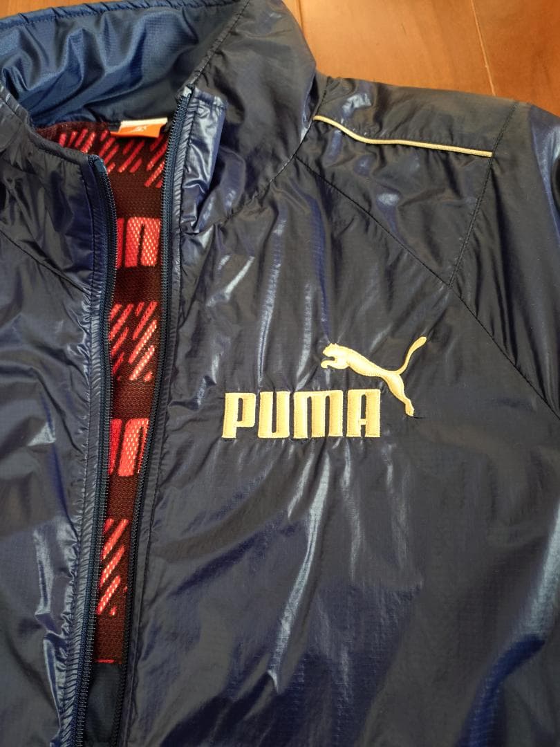 超美品 PUMA ウインドブレーカー上下セット ネイビー 中綿防寒 Oサイズ