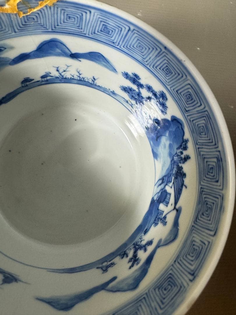 2412 五良大甫　呉祥瑞造　染付人物　水指　時代物