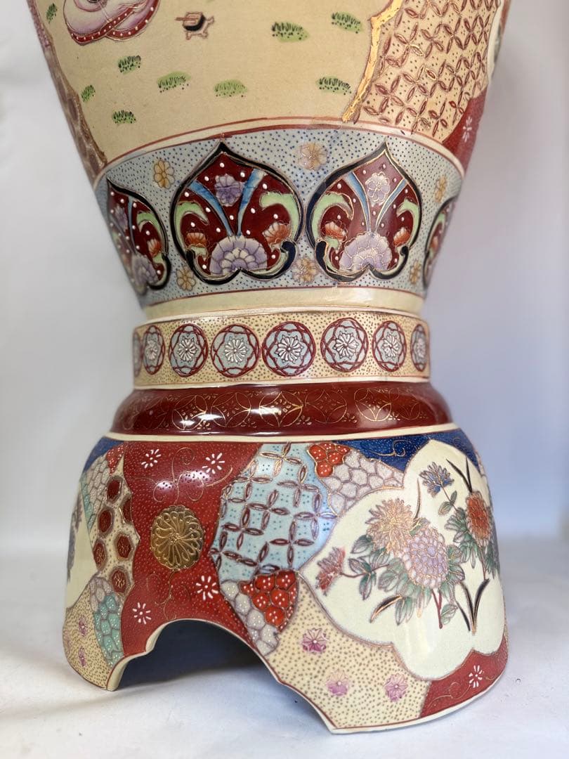 T96 豪華インテリア 薩摩焼沈香壺 高さ130㎝ 美人画図