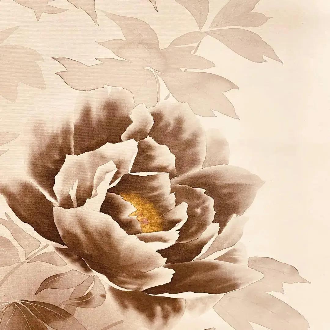 2725 浜田三郎 「牡丹」 共箱 肉筆 絹本 日本画 掛軸