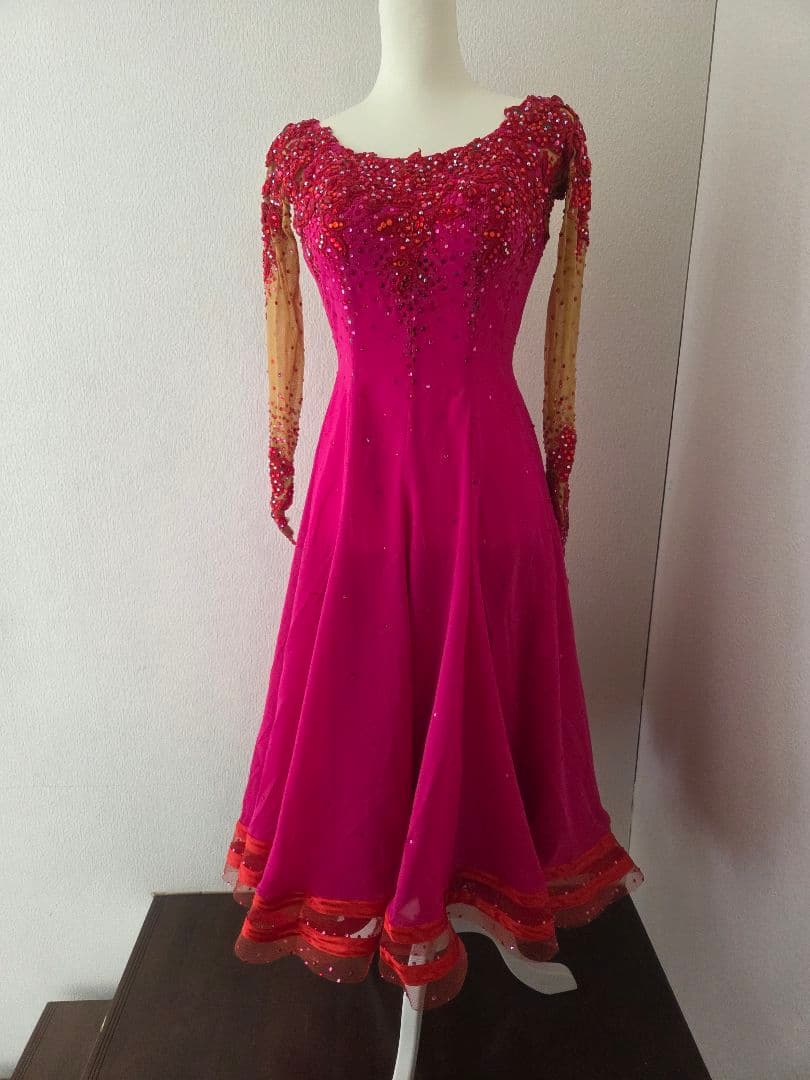 スタンダードドレス ピンク ボールルーム 社交ダンス