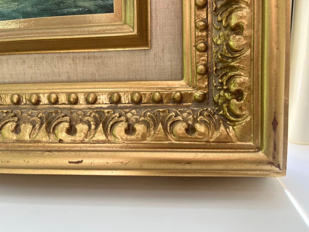 ウッド作　テトンズ川　　ワイオミングの流れ　油絵