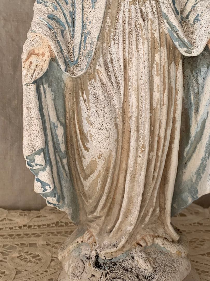 フランスアンティーク 聖母マリア 無限罪のマリア 不思議のメダイ 石膏像