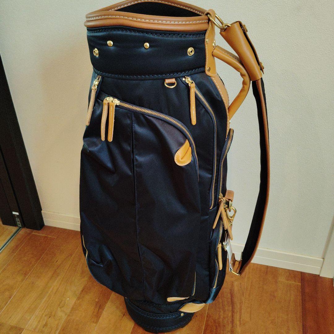 考英舎 ハンドメイド 高密度ツイルナイロン キャディバッグ ネイビー×ライト