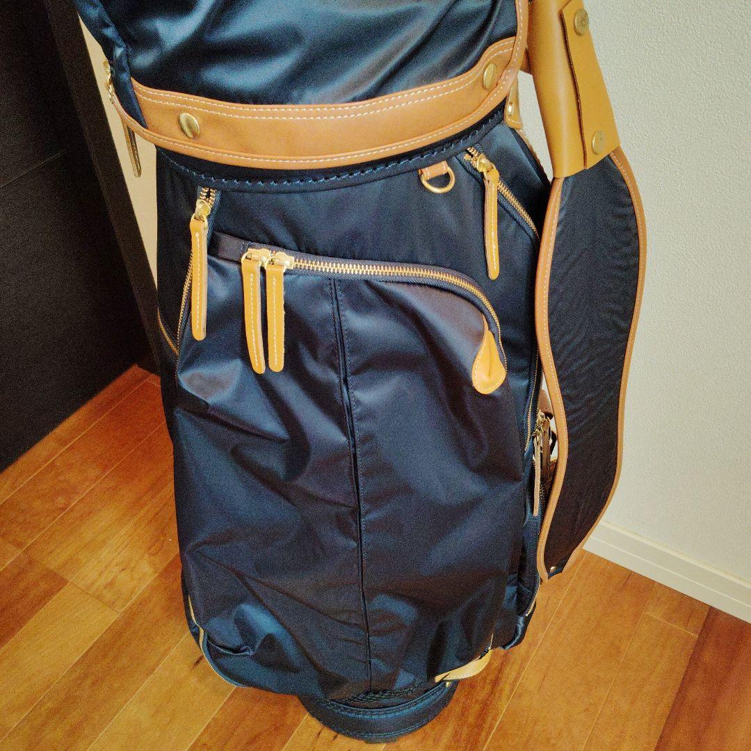 考英舎 ハンドメイド 高密度ツイルナイロン キャディバッグ ネイビー×ライト