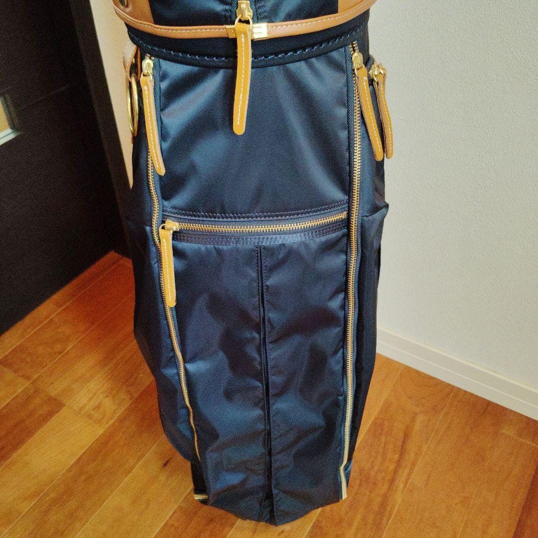 考英舎 ハンドメイド 高密度ツイルナイロン キャディバッグ ネイビー×ライト