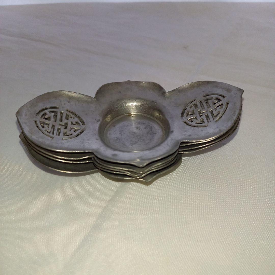 ◇中国古錫茶托　窯高琴永點銅　5客 ◇