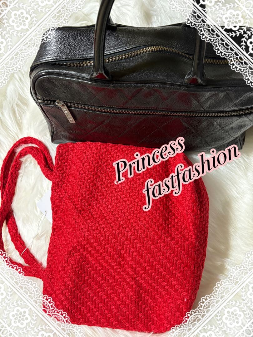 R*E様 シャネル CHANEL ニット編み レッド＆ブラック スパンコール ト