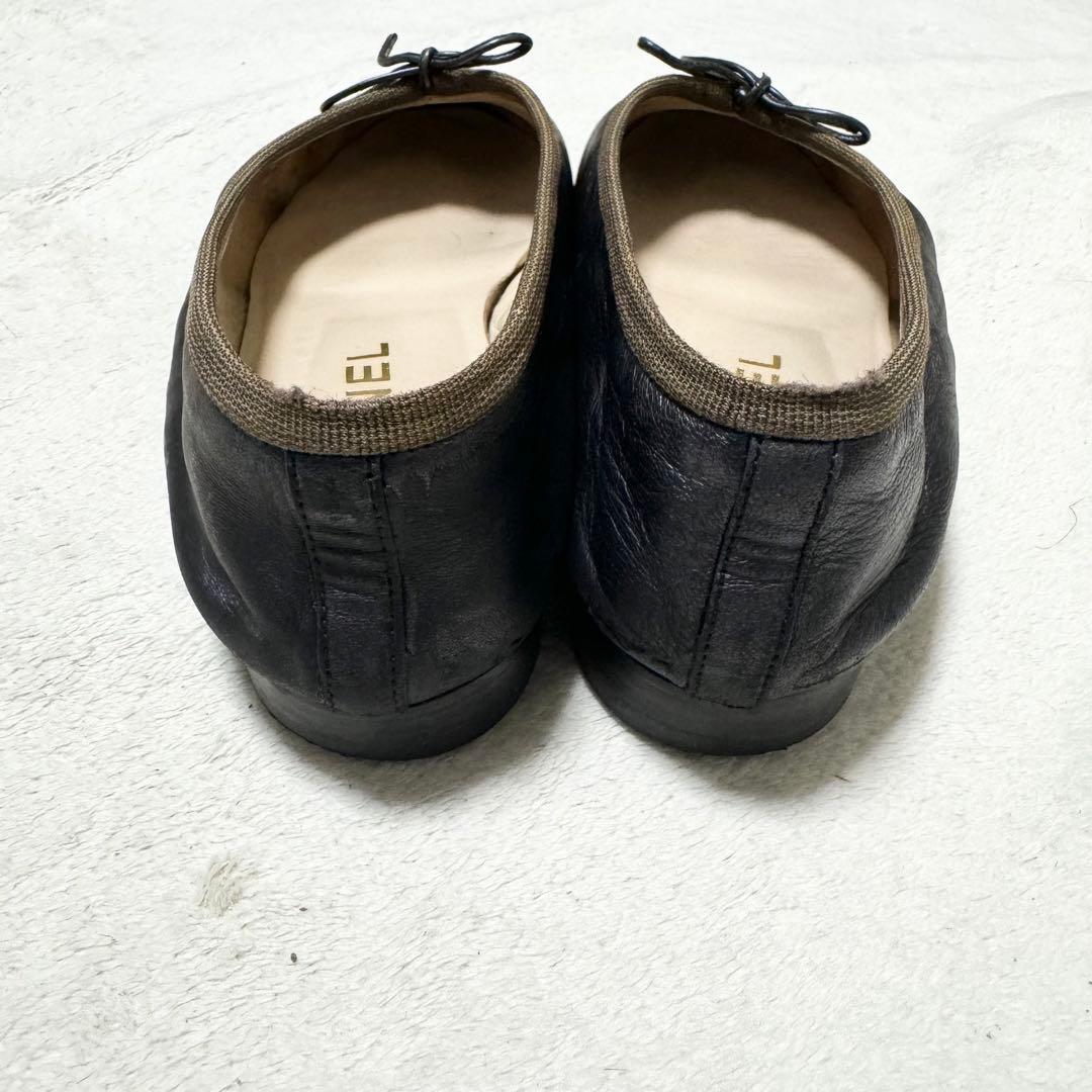 CHANEL シャネル　ブラックバレエシューズ　22cm ブラック　レザー　黒