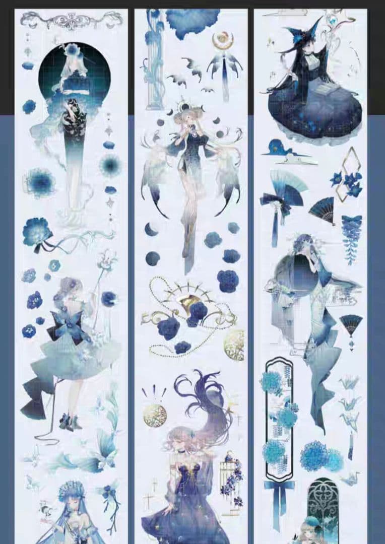 巻売 548★ 海外 マスキングテープ マステ PET 装飾 人物 銀ホロ