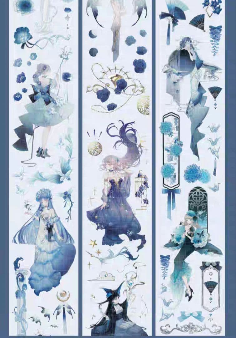 巻売 548★ 海外 マスキングテープ マステ PET 装飾 人物 銀ホロ