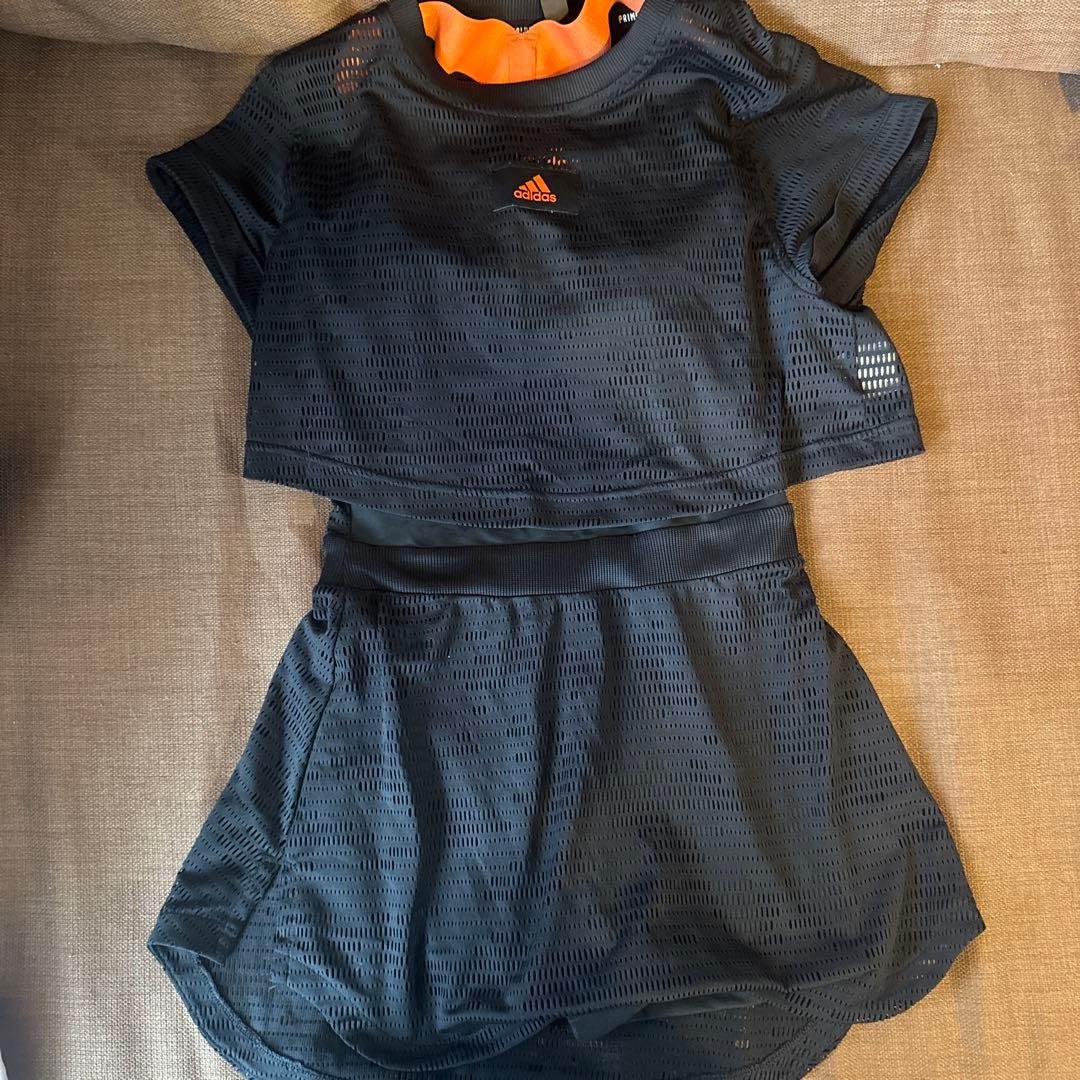 adidas テニスウェアセット 黒/オレンジ