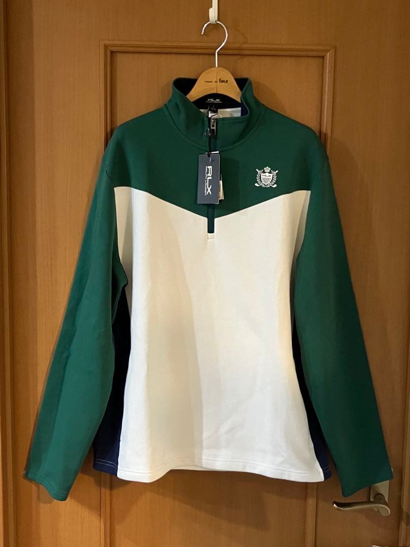 RLX ゴルフ ブロックダブルニット プルオーバー フルジップ ジャケット L