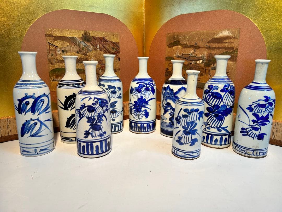 骨董　染付　花瓶　徳利　8本お纏めセット