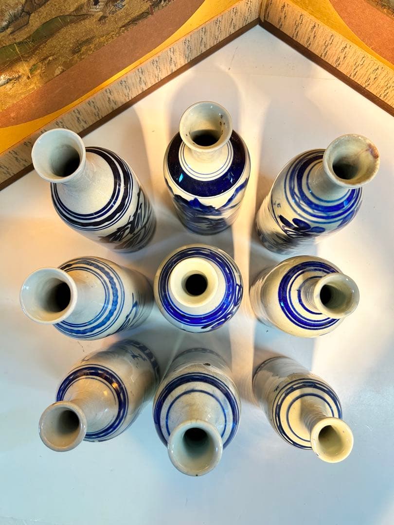 骨董　染付　花瓶　徳利　8本お纏めセット