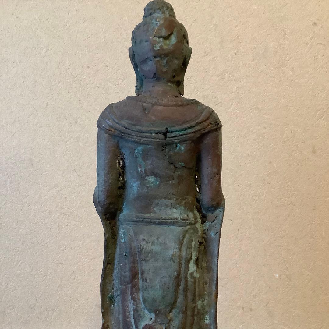 12〜13世紀インド「仏釈迦牟尼仏像」仏陀・クシャーン朝・マトゥラー発掘青銅仏