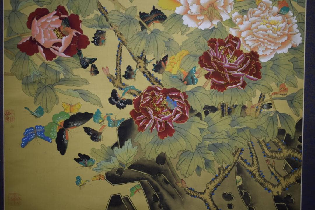 不詳/作者不詳/牡丹に百蝶図/布袋屋掛軸HF-824