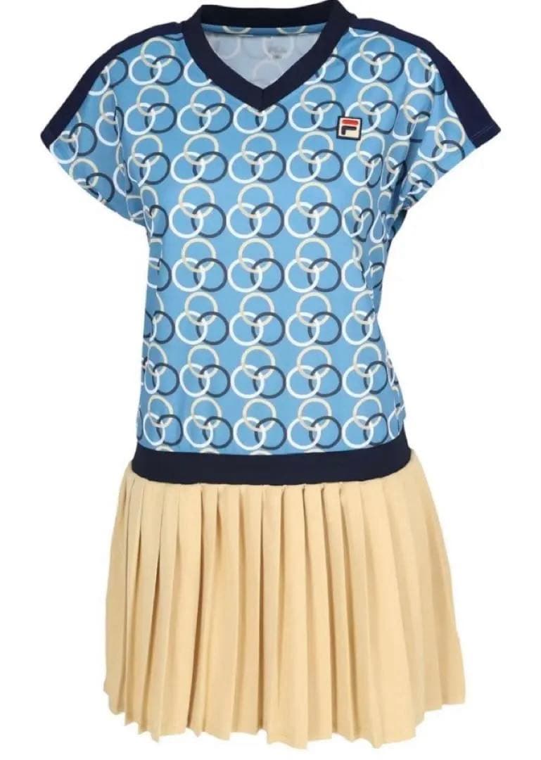 No.577 FILA リング&ベージュプリーツの最強ワンピ★ダークBLUE★