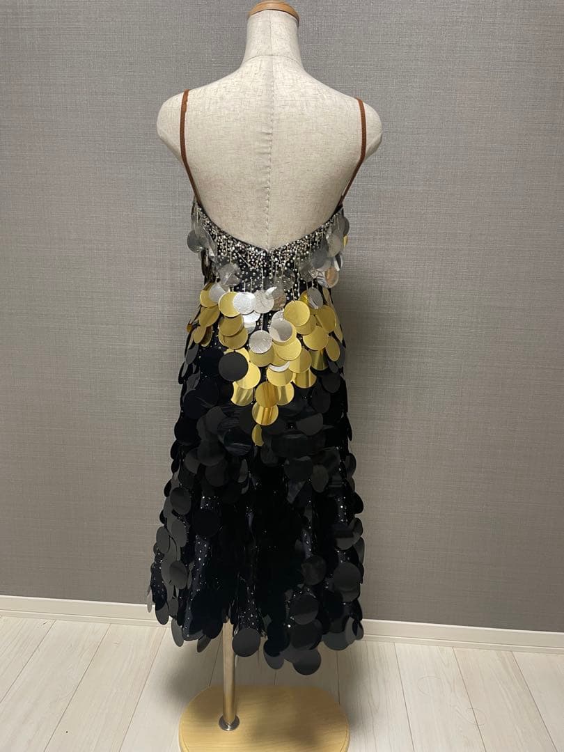 スパンコール社交ダンスドレス 黒・金・銀