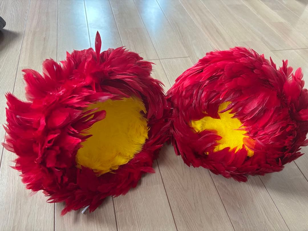 着脱式フラダンス用 タヒチ　赤と黄色ウリウリ　　分離