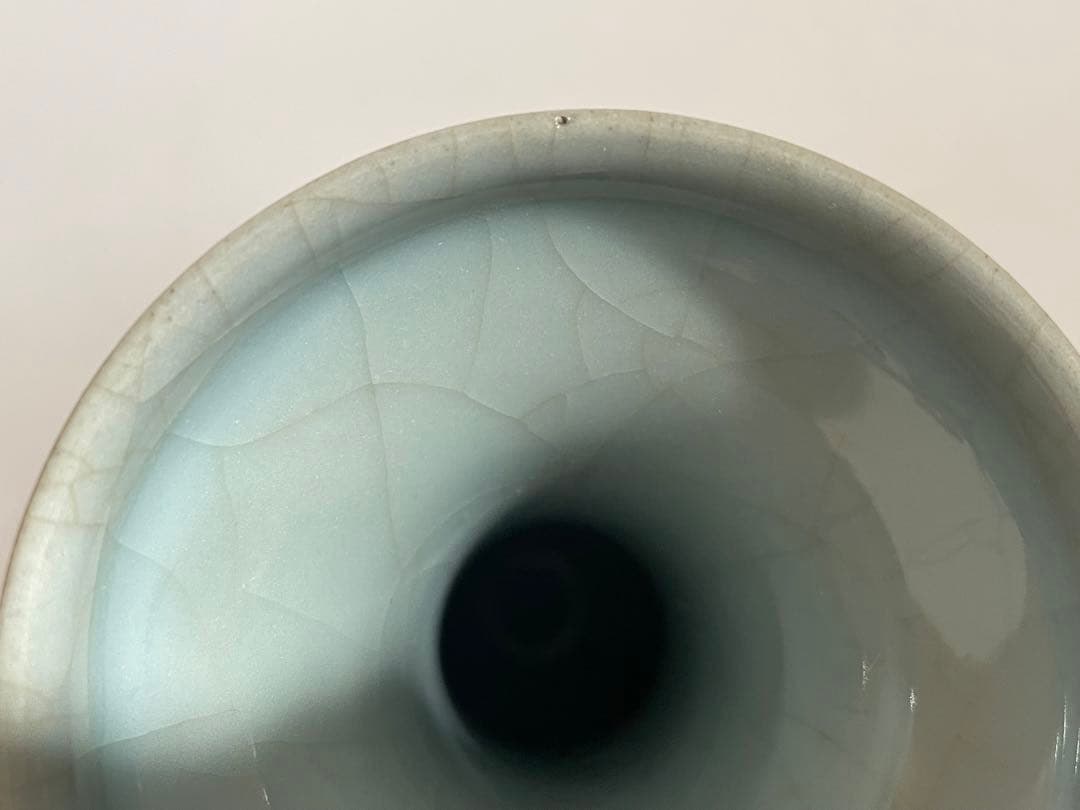 陶芸家　川瀬忍　青磁　花瓶　花入　中国写　中国古陶磁　箱なし