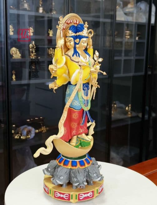 【修縁堂】古美術品 細工 三面仏菩薩 辟邪 開運 工芸品 置物