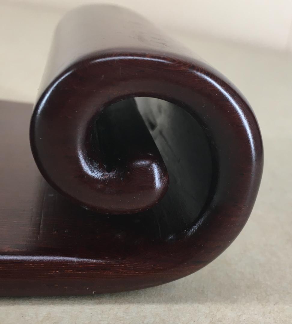 [無垢材]：[平卓・唐木一木彫・紫檀・孔雀杢]／刳り抜き／ズッシリ重い