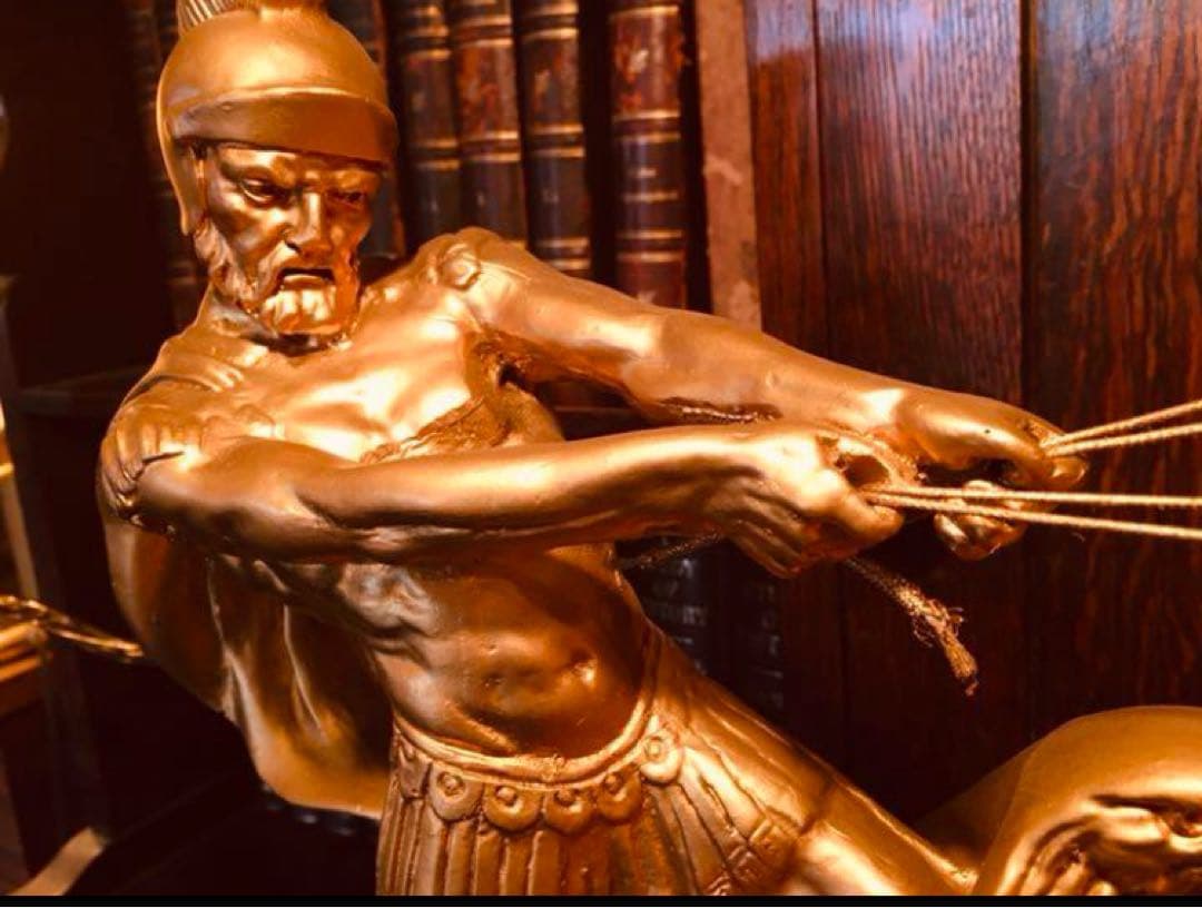 湯布院アンティーク 高級イタリア製 チャリオット 戦闘馬車 置物 ゴールド陶器