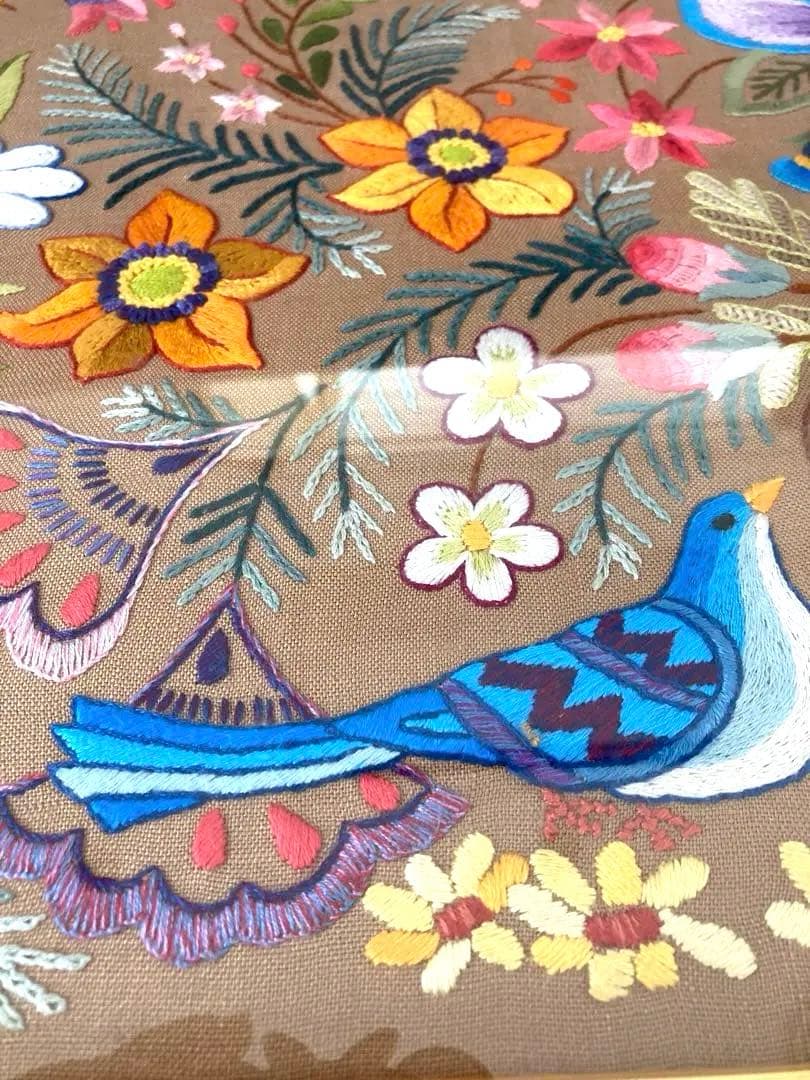 美品　戸塚刺繍　戸塚きく　初代作品　額　花　鳥　モダン