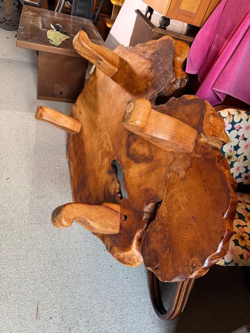 欅 一枚板 座卓 ローテーブル 無垢 天然木 高級和家具