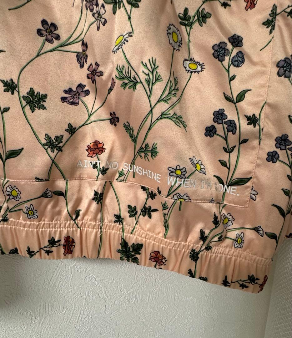 adidasサテン 花柄 アノラック パーカー ジャージXL