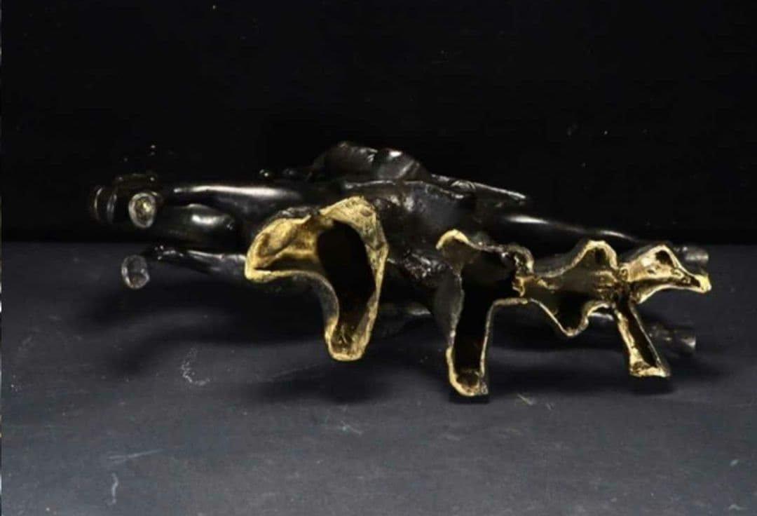 【レア珍品!】金工家作 銅製 大型騎馬武者像置物 幅55cm 重さ17.2kg