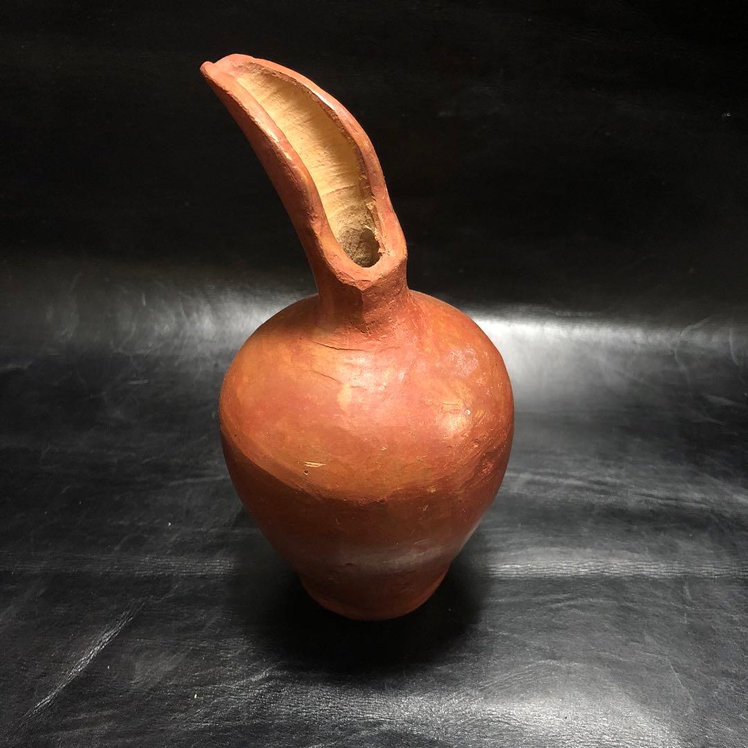 珍品◆蔵から謎の美しいシルエットの赤い壺、壷が出て来ました、水差し？茶道具？