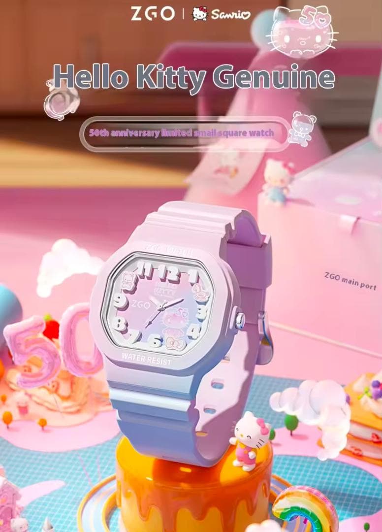ハローキティ50周年 グラデーションホワイト サンリオ 腕時計 限定 海外 コラ