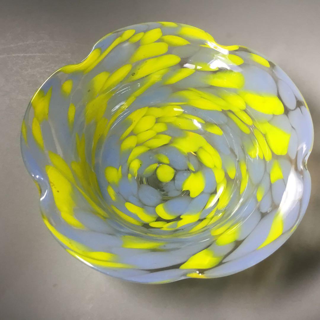 氷コップ◆２色 / グレー黄色◆輪花 戦前 大正ロマン かき氷 アンティーク