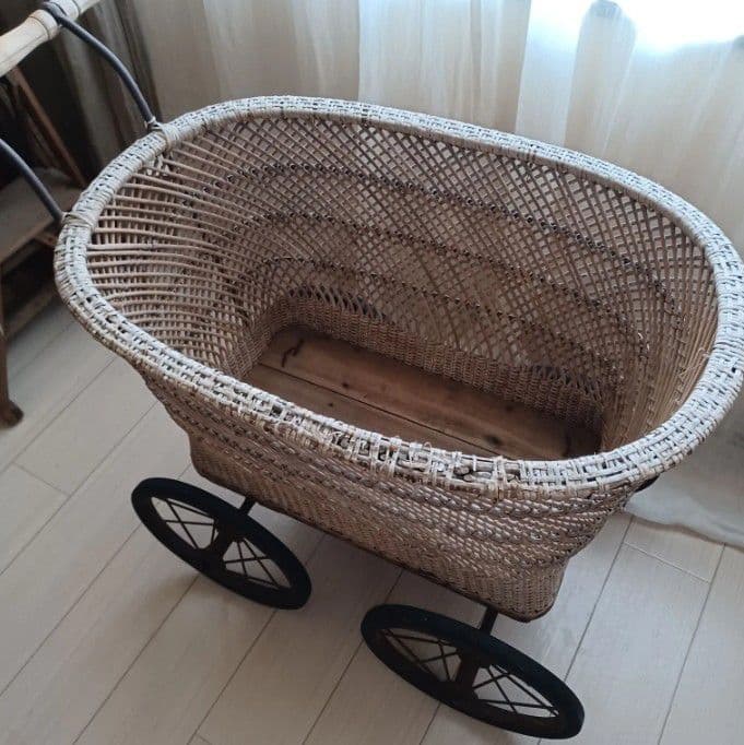 アンティーク 花籠 乳母車 ヴィンテージ 店舗什器 古道具 引取限定