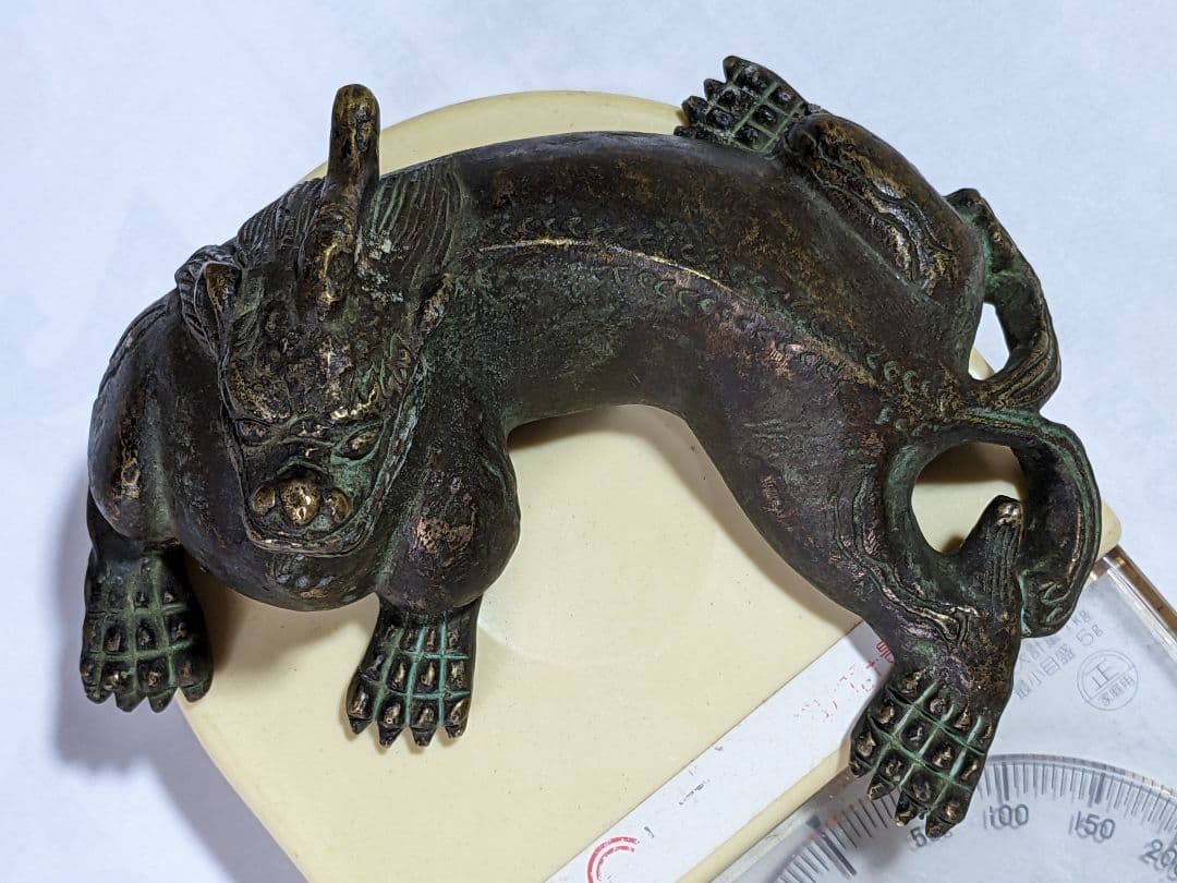 ♦唐物 中国 古玩 古美術品 麒麟形 文鎮 文房四宝 宣徳銅 骨董品