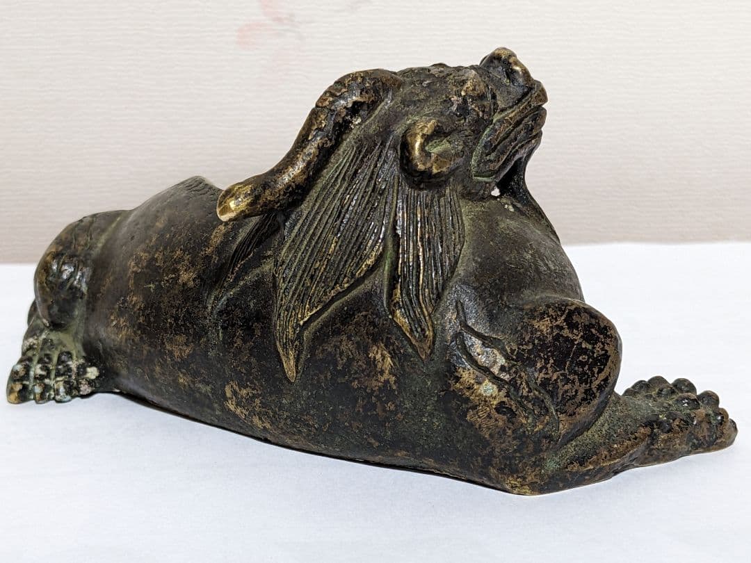 ♦唐物 中国 古玩 古美術品 麒麟形 文鎮 文房四宝 宣徳銅 骨董品