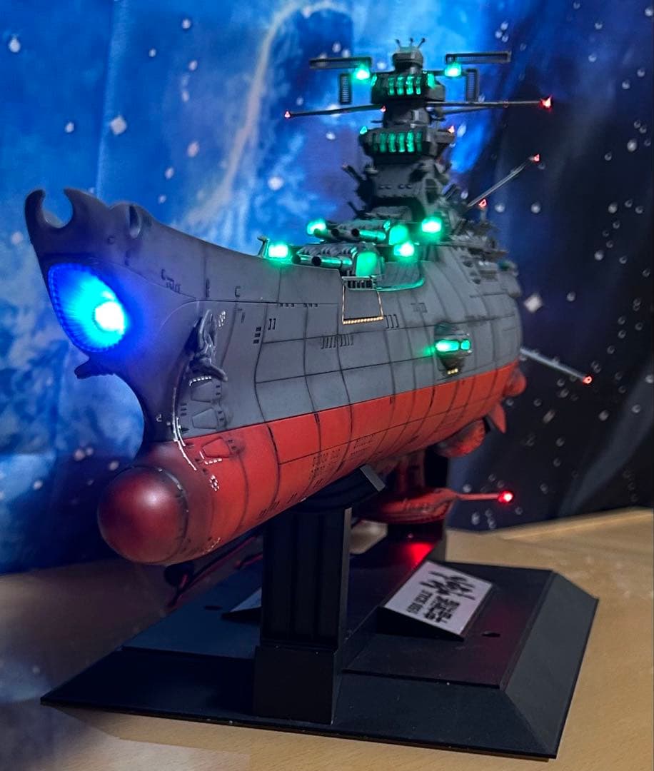 T*i様 宇宙戦艦ヤマト 1/500 フル電飾！完成品。墨入れ済みつや消し塗装済