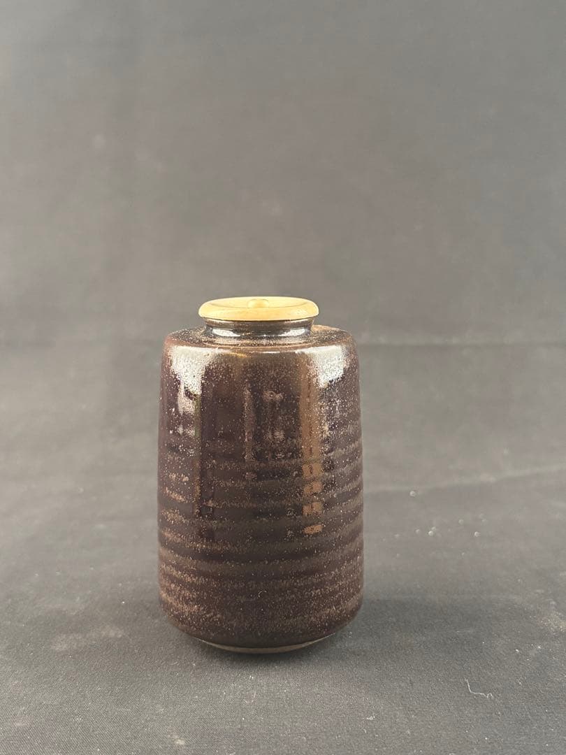 遠州七窯 近江膳所焼 陽炎園作 大名物 出雲肩衝写茶入 茶道具