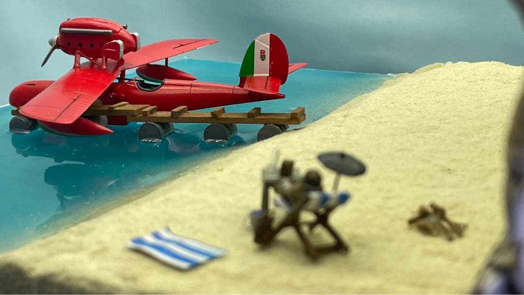 ポルコの隠れ家　紅の豚　ジオラマ　ライトアップ