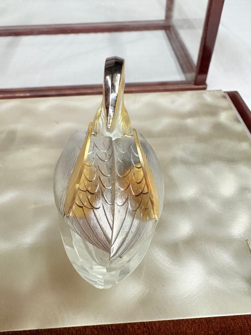 銀製　鴛鴦 オシドリ　ガラス製 置物 ケース入り